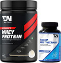DNUTRIXN Beginner's High Whey Protein 40G & Multivitamin Tablets | Digestive Enzyme, BCAA Whey Protein (500 g, Vanilla Ice Cream)