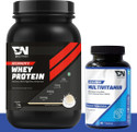 DNUTRIXN Beginner's High Whey Protein 40G & Multivitamin Tablets | Digestive Enzyme, BCAA Whey Protein (1 kg, Vanilla Ice Cream)