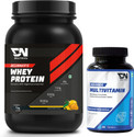 DNUTRIXN Beginner's High Whey Protein 40G & Multivitamin Tablets | Digestive Enzyme, BCAA Whey Protein (1 kg, Mango Delight)