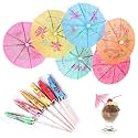 DNY Cocktail Umbrellas for Drinks – 100 Pcs Colorful Paper Parasols | Mocktail Toppers for Diwali Parties | Bar Decor, Luau Theme, Festive Drink Decoration Accessories