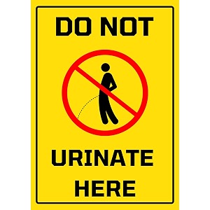 do not urinate here sign sticker board 29 x 20 cm  peel amp stick wall notice with 4 corner holes  waterproof printed sign for home shop office amp public places  pack of 1 do not urinate here a4 - medium - 1 piece