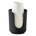 Dobbyby Ceramic Bathroom Cup Dispenser with Stylish Vertical Stripes - Disposable Mouthwash Cup Holder Holds 3-4oz Paper Cups for Rinsing Cups on Bathroom Vanity Countertops (Matte Black)