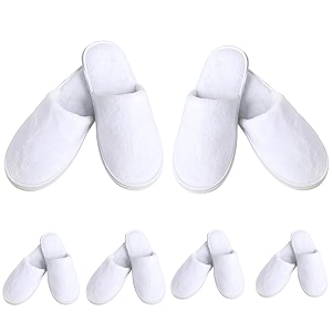 white terry towel spa slippers unisex  close-toe  hotel slippers travel amenities ultra soft disposable guest slippers