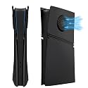 DOBEWINGDELOU Faceplate for PS5 Pro Digital Edition with Cooling Vent and Dust Filter, Face Plate Console Accessories Cover ABS Dustproof Replacement Side Shell Case Black