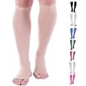 Doc Miller Open Toe Compression Socks, 20-30 mmHg, Nude, Large Tall