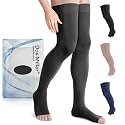 Doc Miller Thigh High Open Toe Compression Stockings 15-20mmHg