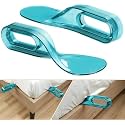 DOCAT Bedsheet Holder with Lock Strips, Bedsheet Tucker Tool for Corners Keep Sheets Firm &amp; Tight Durable Strips for Bed Sheet Holder, Open Corner Design for Fit All Mattress 2pc (Blue)