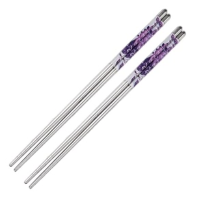 docat chopsticks 2 pair steel chopstick reusable chop sticks eating for noodles sushi hotpot 23 cm long metal lightweight chopsticks easy to use purple