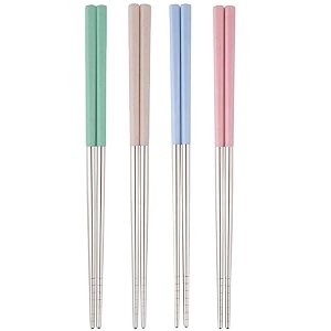 docat metal chopsticks lightweight stainless steel reusable chopsticks for sushi noodles 23 cm 1 pairs pink beige green blue