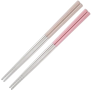 docat metal chopsticks lightweight stainless steel reusable chopsticks for sushi noodles 23 cm 2 pairs beige amp pink