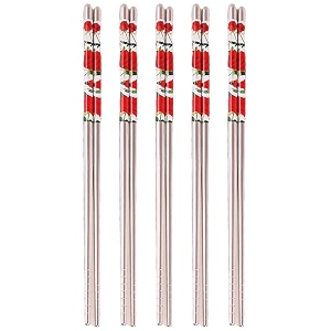 docat metal chopsticks lightweight stainless steel reusable chopsticks for sushi noodles 23 cm 1 pairs 5 pair red steel chopsticks