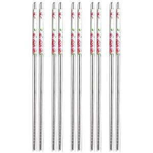 docat metal chopsticks lightweight stainless steel reusable chopsticks for sushi noodles 23 cm 1 pairs 5 pair pink steel chopsticks
