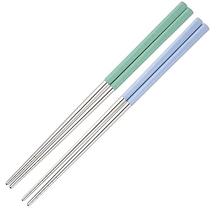 docat metal chopsticks lightweight stainless steel reusable chopsticks for sushi noodles 23 cm 2 pairs blue amp green