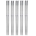 DOCAT Metal Chopsticks Lightweight Stainless Steel Reusable Chopsticks for Sushi Noodles 23 cm 1 Pairs (5 Pair Grey Steel Chopsticks)