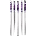 DOCAT Metal Chopsticks Lightweight Stainless Steel Reusable Chopsticks for Sushi Noodles 23 cm 1 Pairs (5 Pair Purple Steel Chopsticks)