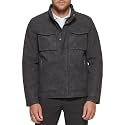DOCKERS Men's Faux Leather Military Jacket