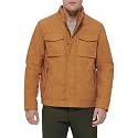DOCKERS Men's Faux Leather Military Jacket