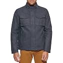 DOCKERS Men's Faux Leather Military Jacket