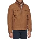 DOCKERS Men's Faux Leather Military Jacket