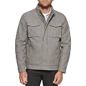 DOCKERS Men's Faux Leather Military Jacket