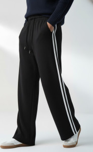 Dockstreet Solid Striped Men White Black Track