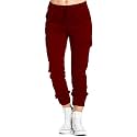 dockstreet Women's Slim Fit Cotton Blend Trouser (Ay25dckstrtmarooncrgodckprntMedium_Blue, Maroon_M)
