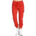 dockstreet Women's Slim Fit Cotton Blend Trouser (Ay25dckstrtlightreddckprntcrgoLarge_Blue, Light Red_L)