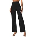 dockstreet Women's Elastic High Waist Flare Leg Elegant Casual Pull on Leggings/TrousersB4013-WMnPlazzoFlrdTrsrBlackL