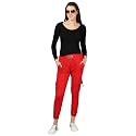 dockstreet Women's Loose Fit Cotton Blend Joggers (Ax24LWRJoggersLycraREDLycraLowersM_Blue, Red_M)