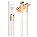 docolor Concealer Brush, 2PCS Angled Concealer Brushes Under Eye Mini Angled Flat Top Nose Contour Brush for Concealing Blending Setting