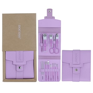 docoss manicure kit for womennail cutter kit for womengirls with leather pouch for manicure pedicure kit with acne needlenail cllippers and tools purple lilac