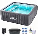 DoCred 4-6 Person Inflatable Hot Tub, 73" X 73" X 25" Square Portable Spa