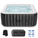 DoCred 4-6 Person Inflatable Hot Tub, 73" X 73" X 25" Square Portable Spa
