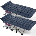 DoCred Folding Camping Cot with Mattress, 2 Pack Heavy Duty Folding Cot