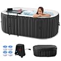 DoCred Inflatable Hot Tub 1-2 Person, 75" X 47" X 25" Oval, 145Gal