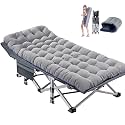 DoCred Oversized XXL Camping Cot with Mattress, 32" Wide Folding Cot