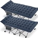 DoCred Oversized XXL Folding Camping Cot with Mattress, 2 Pack 32" Wide Cot