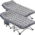 DoCred Oversized XXL Folding Camping Cot with Mattress, 2 Pack 32" Wide Cot