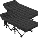 DoCred Oversized XXL Folding Camping Cot with Mattress, 2 Pack 32" Wide Cot