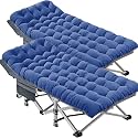 DoCred Oversized XXL Folding Camping Cot with Mattress, 2 Pack 32" Wide Cot