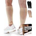 Doctor's Select 2 Pairs Copper Calf Compression Sleeve - Leg Compression Sleeves for Women & Men, Shin Splint Relief