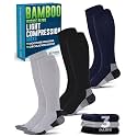 Doctor's Select® Bamboo Viscose Light Compression Socks for Women &amp; Men - 3 Pairs, 8-15 mmHg Compression Socks, Knee High