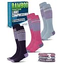 Doctor's Select® Bamboo Viscose Light Compression Socks for Women &amp; Men - 3 Pairs, 8-15 mmHg Compression Socks, Knee High
