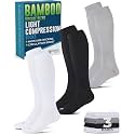 Doctor's Select® Bamboo Viscose Light Compression Socks for Women &amp; Men - 3 Pairs, 8-15 mmHg Compression Socks, Knee High