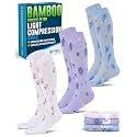 Doctor's Select® Bamboo Viscose Light Compression Socks for Women & Men - 3 Pairs, 8-15 mmHg Compression Socks, Knee High