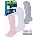 Doctor's Select® Bamboo Viscose Light Compression Socks for Women &amp; Men - 3 Pairs, 8-15 mmHg Compression Socks, Knee High