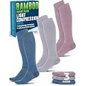 Doctor's Select® Bamboo Viscose Light Compression Socks for Women &amp; Men - 3 Pairs, 8-15 mmHg Compression Socks, Knee High