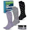 Doctor's Select® Bamboo Viscose Light Compression Socks for Women &amp; Men - 3 Pairs, 8-15 mmHg Compression Socks, Knee High