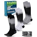 Doctor's Select® Bamboo Viscose Light Compression Socks for Women &amp; Men - 3 Pairs, 8-15 mmHg Compression Socks, Knee High