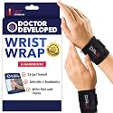 Doctor Developed Wrist Brace, Wrist Wraps for Carpal Tunnel Arthritis, Tendonitis, Hand Support, Ideal for Fitness, Weightlifting - Handbook Included